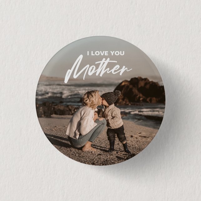 Modernes Minimal I Liebe You Mothers Day Foto Gesc Button (Vorderseite)