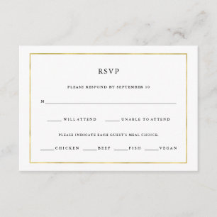 Modernes Minimal   Imitate Gold Border Meet Choice RSVP Karte