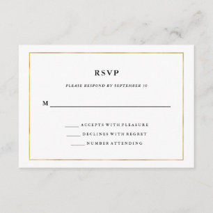 Modernes Minimal   Imitate Gold Border UAWG RSVP Karte