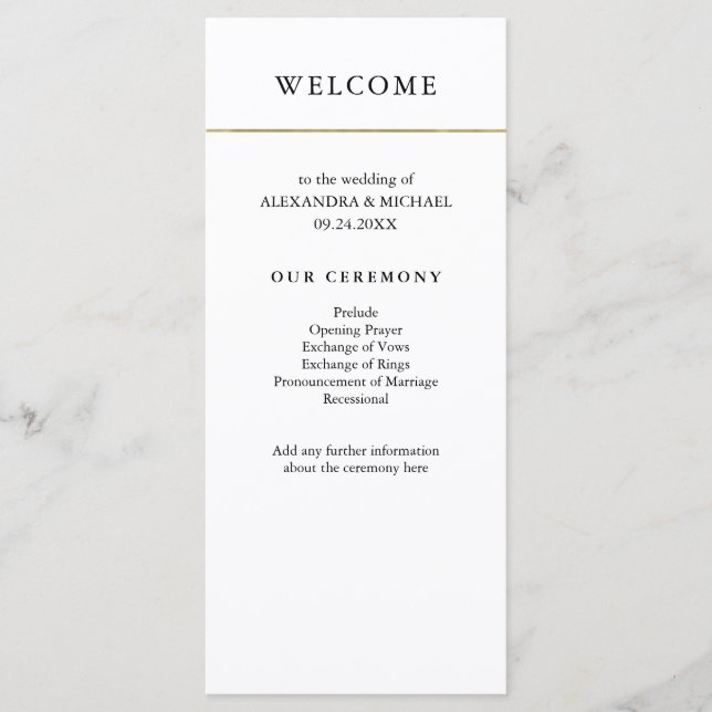 Modernes Minimal | Imitate Gold Border Wedding Pro Programm (Vorderseite)