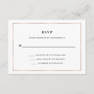 Modernes Minimal   Imitate Rose Gold Border UAWG RSVP Karte