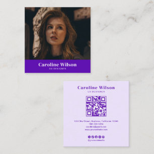 Modernes Minimal-Indio-Beruflich-QR-Code-Foto Quadratische Visitenkarte