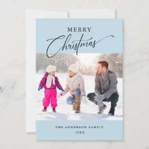 Modernes Minimal Light Blue Foto Frohe Weihnachten