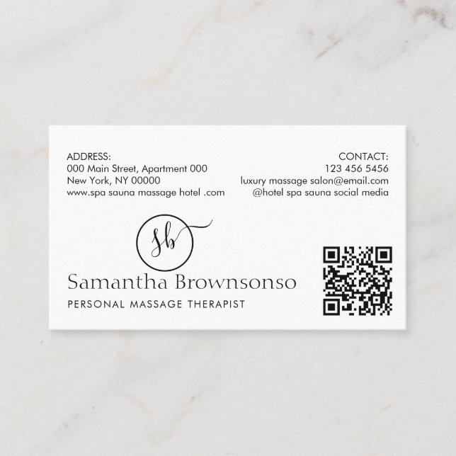 Modernes Minimal Logo Foto QR-Code Visitenkarte (Vorderseite)