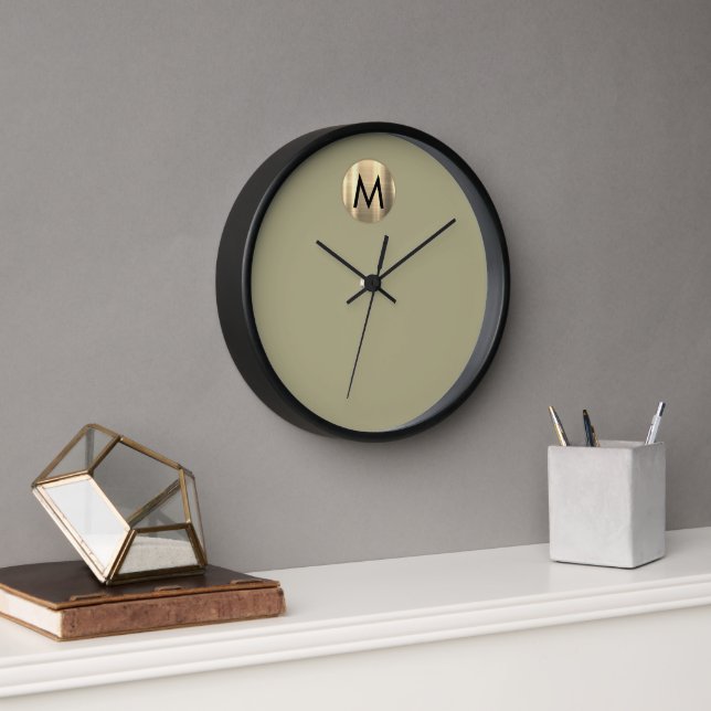 Modernes Minimal Luxury Gold Monogramm Uhr (Büro)