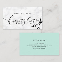 Modernes Minimal-Marmor & Minzhairstylist Visitenkarte
