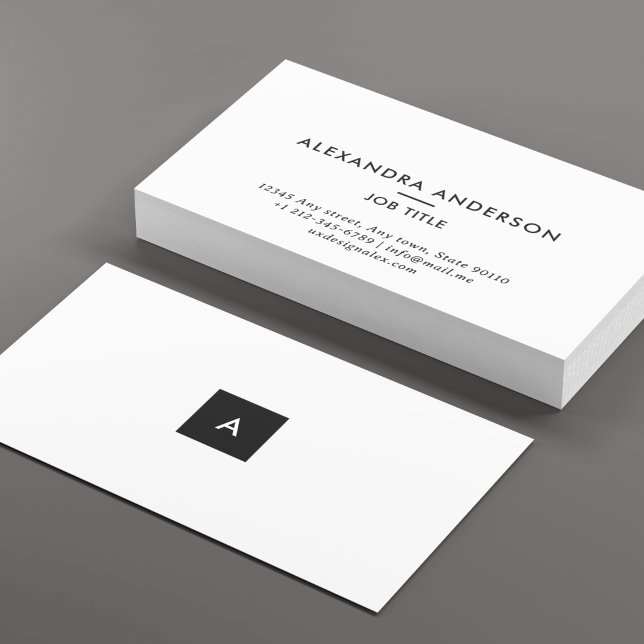 Modernes Minimal Monogram Beruflich Visitenkarte (Modern Minimal Monogram Simple Professional Business Card)