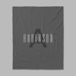 Modernes Minimal Monogram Design bearbeitbar Dunke Fleecedecke