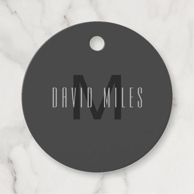 Modernes Minimal Monogram Design bearbeitbar Dunke Geschenkanhänger (Vorderseite)