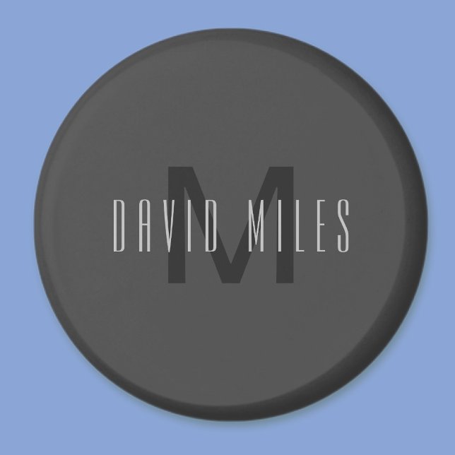 Modernes Minimal Monogram Design bearbeitbar Dunke Magnet (Von Creator hochgeladen)