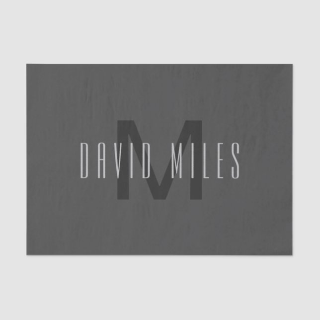 Modernes Minimal Monogram Design bearbeitbar Dunke Seidenpapier (Vorderseite)