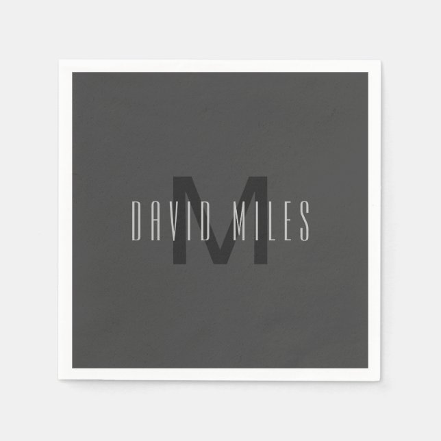 Modernes Minimal Monogram Design bearbeitbar Dunke Serviette (Vorderseite)