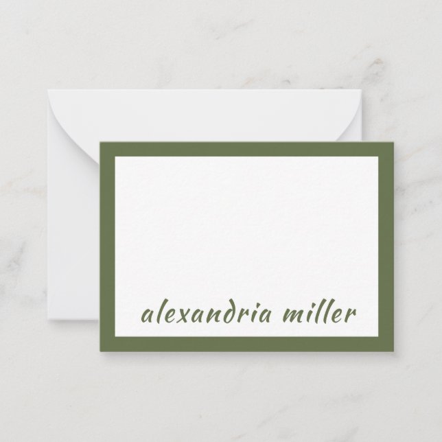 Modernes Minimal Monogram Name Olive Mitteilungskarte (Vorderseite)