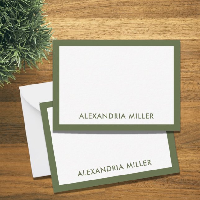Modernes Minimal Monogram Name Olive Mitteilungskarte (Von Creator hochgeladen)