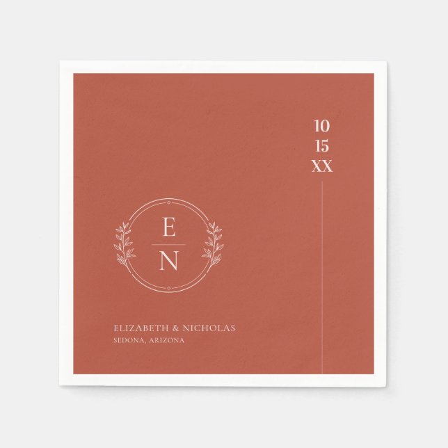 Modernes Minimal | Monogram Wedding Napkins Serviette (Vorderseite)