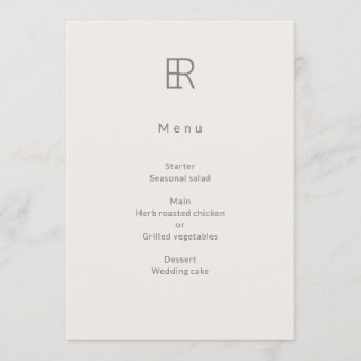 Modernes Minimal Monogramm Hochzeit Menükarte
