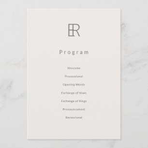 Modernes Minimal Monogramm Hochzeitsprogramm Programm