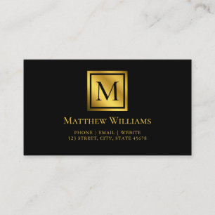 Modernes Minimal-Monogramm Schwarz und Gold Visitenkarte