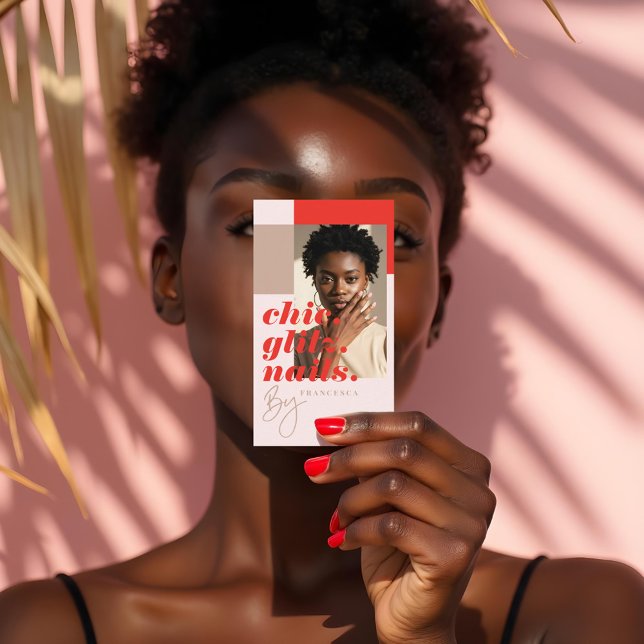 Modernes Minimal Nail Beauty Salon Business Foto Visitenkarte (Modern Minimal Nail Beauty Salon Business Photo Business Card)