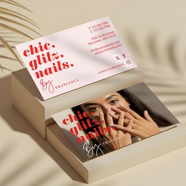 Modernes Minimal Nail Salon Business Foto Foto Visitenkarte (Modern Minimal Nail Salon Business Photo Photo Business Card)