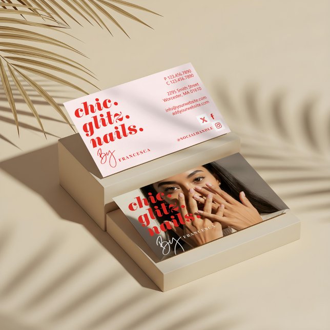 Modernes Minimal Nail Salon Business Foto Foto Visitenkarte (Modern Minimal Nail Salon Business Photo Photo Business Card)