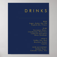 Modernes Minimal Navy Blue Gold Wedding Drinks Men