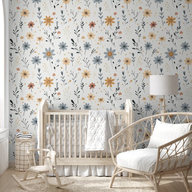 Modernes Minimal Niedlich Boho Blume Blumenstrauß  Tapete (Kinder)