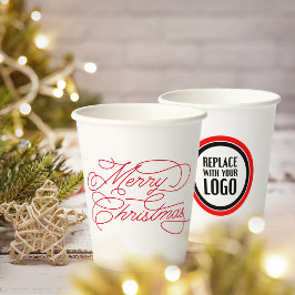 Modernes Minimal Personalisiertes Weihnachtslogo Pappbecher