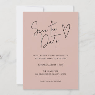 Modernes Minimal-Pink-Schwarzes Foto Save The Date