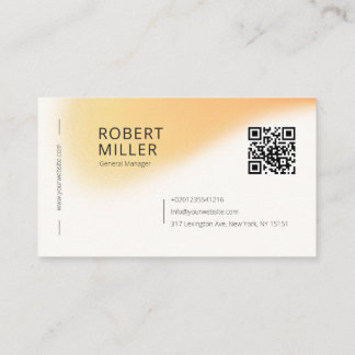 Modernes Minimal QR Code Gradient Blur Noise Gelb Visitenkarte