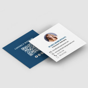 Modernes Minimal QR Code Social Media Foto Quadratische Visitenkarte