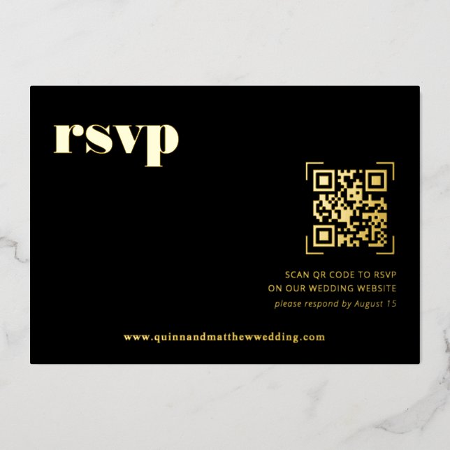 Modernes Minimal | QR Code Wedding RSVP Card Folieneinladung (Vorderseite)