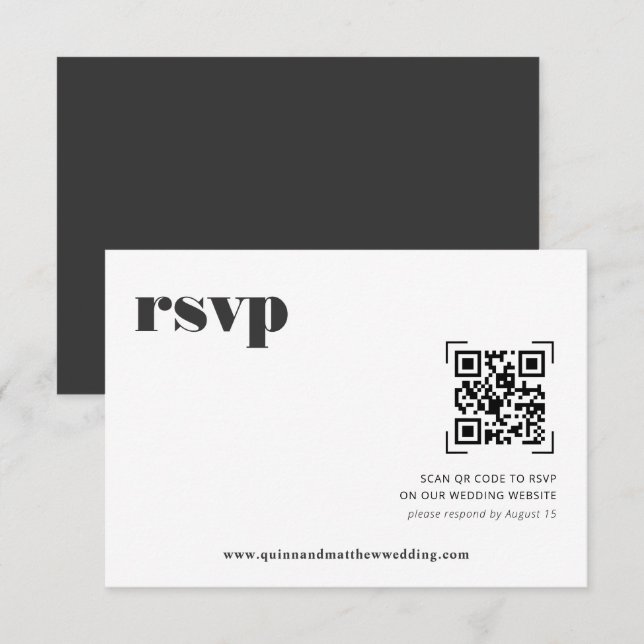 Modernes Minimal | QR Code Wedding RSVP Karte (Vorne/Hinten)