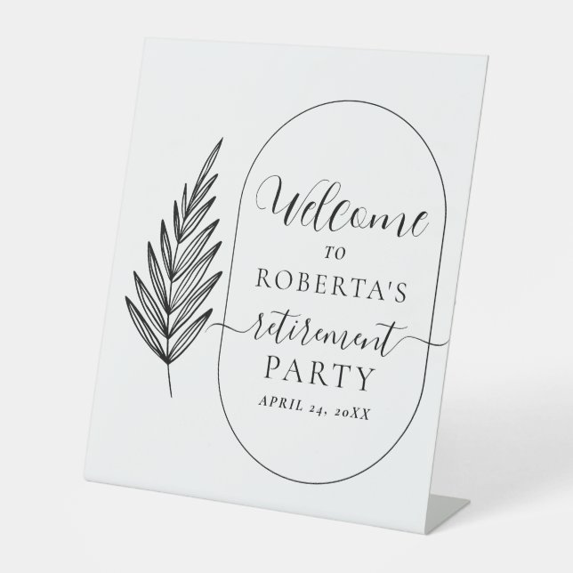 Modernes Minimal-Renten-Party Willkommen Sockelschild (Vorderseite)
