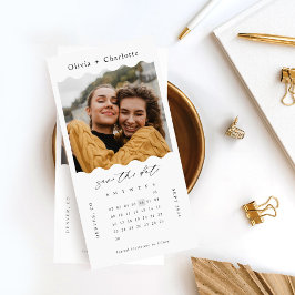 Modernes Minimal Retro Wavy Foto Stilvoller Kalend Save The Date