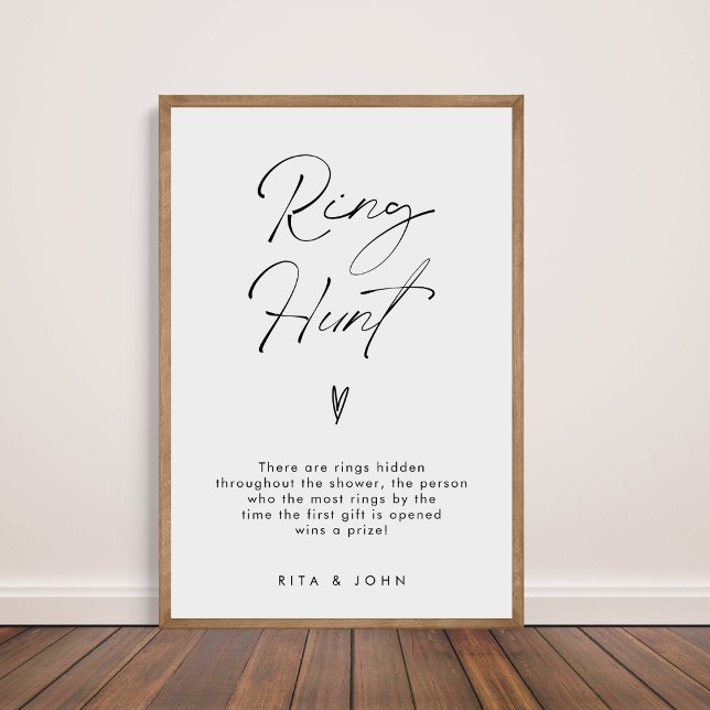 Modernes Minimal Ring Hunt Brautparty Spielzeichen Poster (Von Creator hochgeladen)