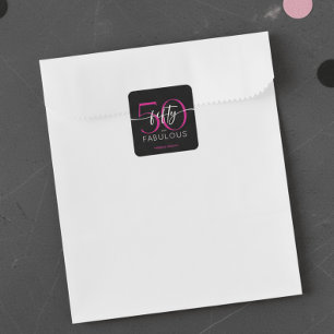 Modernes Minimal Rosa Fünfzig Fabelhaft Schriftzug Quadratischer Aufkleber