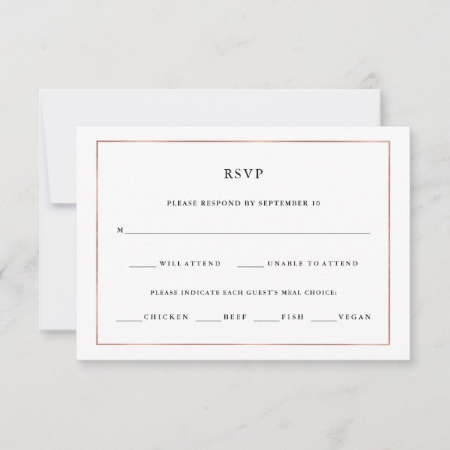 Modernes Minimal | Rose Gold Border Meet Choice UA RSVP Karte (Vorderseite)