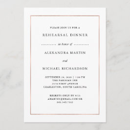 Modernes Minimal | Rose Gold Border Probe Dinner Einladung