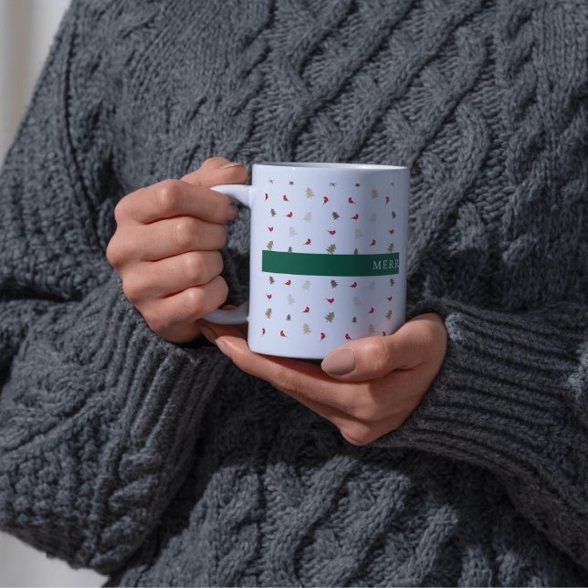 Modernes Minimal Roter Kardinal Weihnachtsbaummust Kaffeetasse (Von Creator hochgeladen)