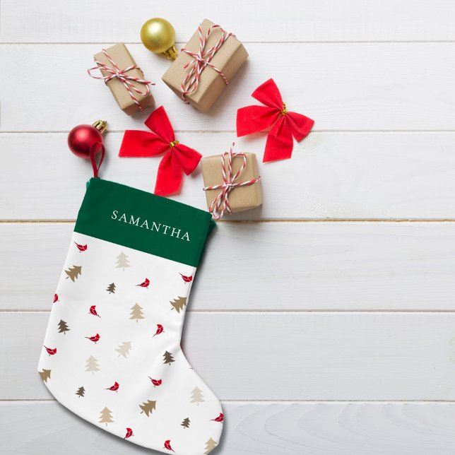 Modernes Minimal Roter Kardinal Weihnachtsbaummust Kleiner Weihnachtsstrumpf (Von Creator hochgeladen)