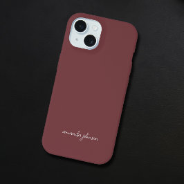 Modernes Minimal rotes Monogramm mit vollständigem iPhone 15 Hülle
