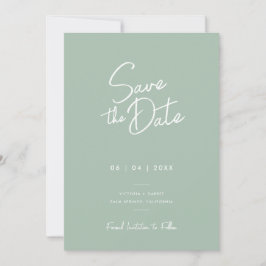Modernes Minimal Sage Green Script Foto Hochzeit Save The Date