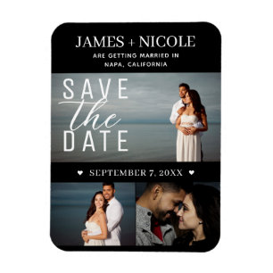 Modernes Minimal Save the Date Hochzeit 3 Fotos Magnet