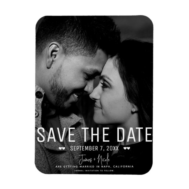 Modernes Minimal Save the Date Hochzeitsstift Magnet (Vertikal)
