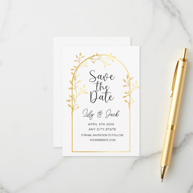 Modernes Minimal Save the Date, Minimal einfach Begleitkarte (Vorderseite/Rückseite Beispiel)