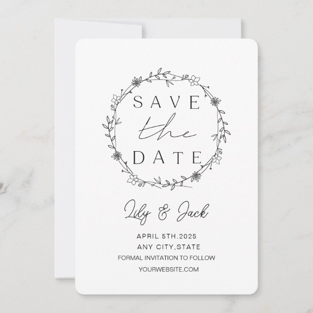 Modernes Minimal Save the Date, Minimal einfach Save The Date (Vorderseite)