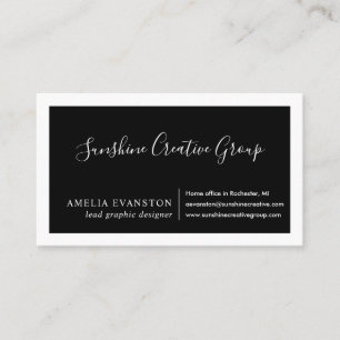 Modernes Minimal Schwarz und Weiß Visitenkarte