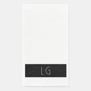 Modernes Minimal Schwarz-weiße Hochzeitmonogramm Serviette
