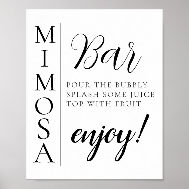 Modernes Minimal Script Mimosa Bar Sign Poster (Vorne)